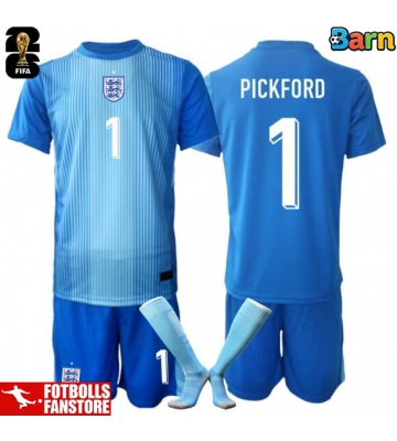 England Jordanien Pickford #1 Målvakt Hemmatröja Barn VM 2026 Kortärmad (+ Korta byxor)